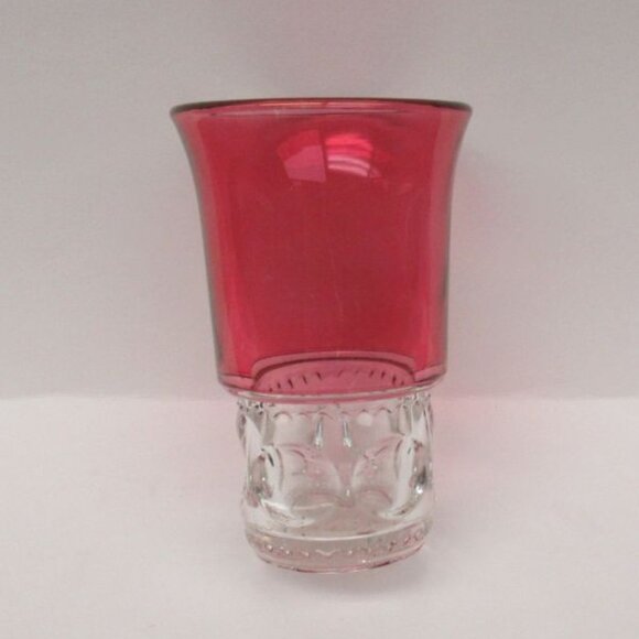 Indiana Glass Ruby Flashed KINGS CROWN 5 1/2 Inch High Flat Ice Tea Tumbler - Picture 2 of 4